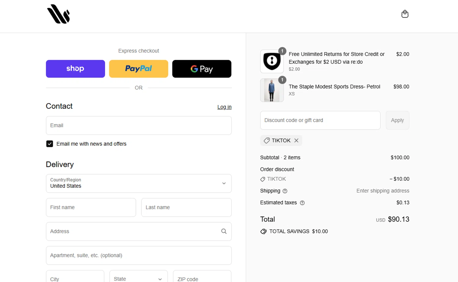 Dignitii Activewear promo code screenshot showing code TIKTOK applied at Dignitii Activewear checkout page. Uploaded by SimplyCodes community member ThriftyShopper3669 on Sep 8, 2025