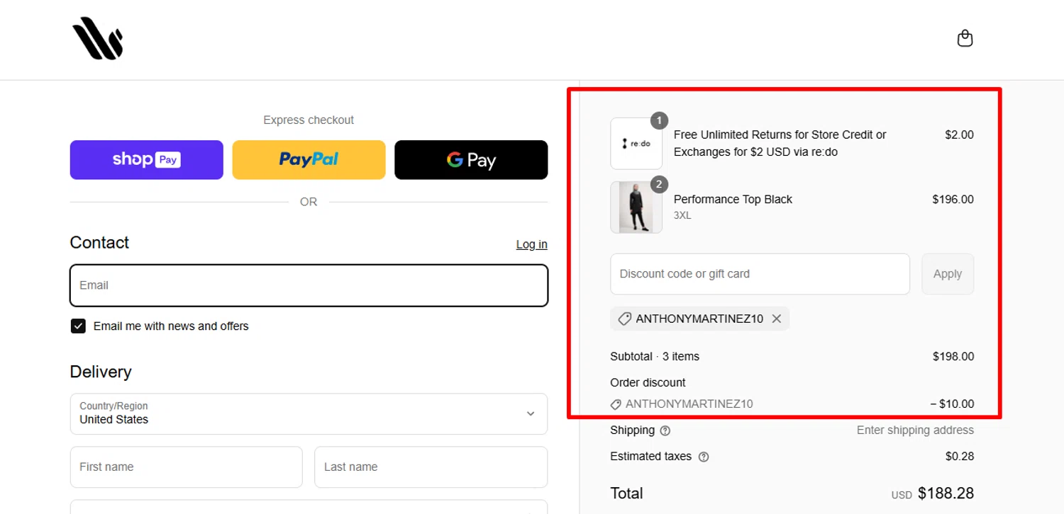 Dignitii Activewear promo code screenshot showing code ANTHONYMARTINEZ10 applied at Dignitii Activewear checkout page. Uploaded by SimplyCodes community member Swiftdealz on May 29, 2025