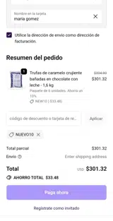 NEW10 coupon verification screenshot