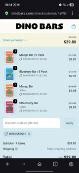 Dino Bars coupon verification screenshot