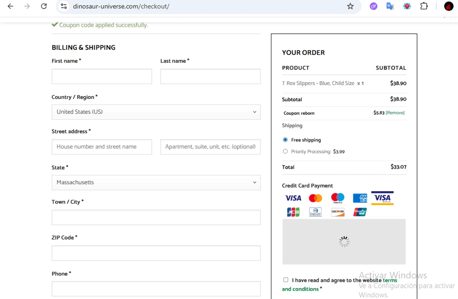 Dinosaur Universe promo code screenshot showing code reborn applied at Dinosaur Universe checkout page. Uploaded by SimplyCodes community member Francisco01 on Jul 19, 2025