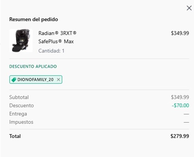 Diono US checkout page showing Diono US promo code box | Screenshot taken by SimplyCodes community member on Aug 30, 2025