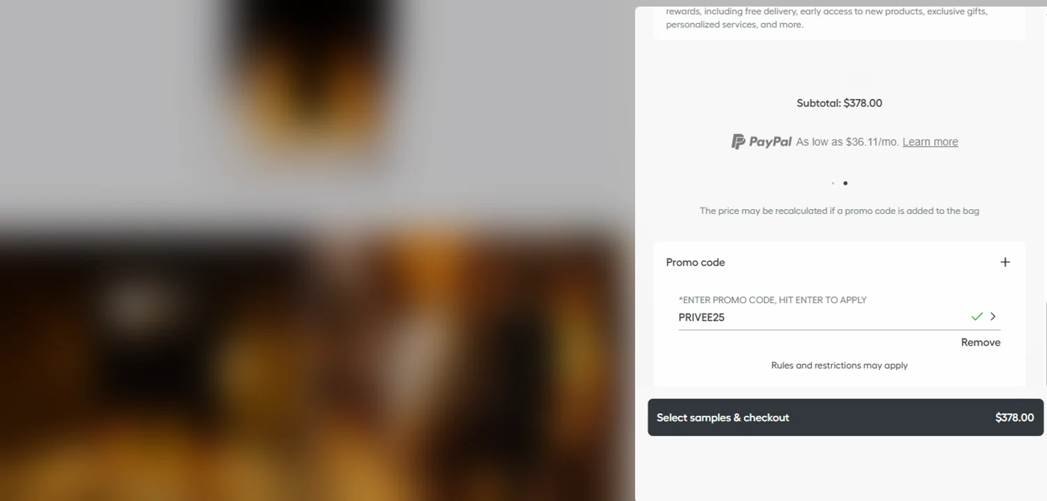 Dior Beauty promo code screenshot showing code PRIVEE25 applied at Dior Beauty checkout page. Uploaded by SimplyCodes community member MoneyHunter5624 on Sep 1, 2025
