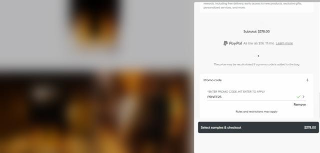 Dior Beauty checkout page showing Dior Beauty promo code box | Screenshot taken by SimplyCodes community member on Sep 1, 2025