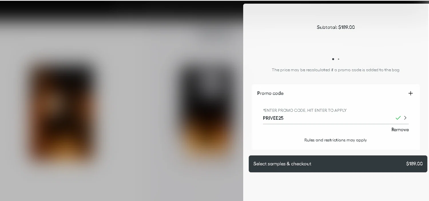 Dior Beauty checkout page showing Dior Beauty promo code box | Screenshot taken by SimplyCodes community member on Jan 8, 2026