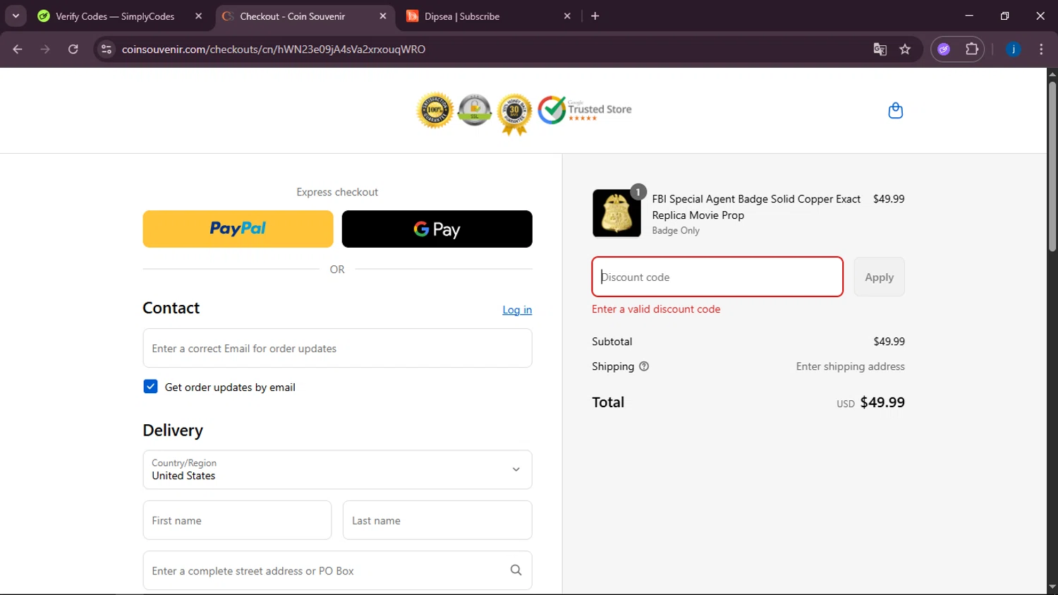 Dior Beauty promo code screenshot showing code LIPSTICK25 applied at Dior Beauty checkout page. Uploaded by SimplyCodes community member TokenElite6436 on Aug 21, 2025