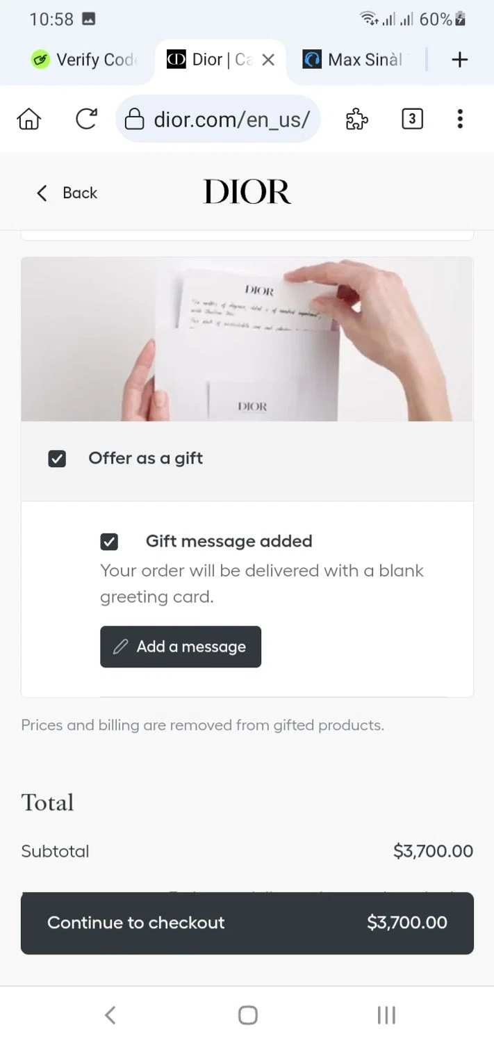 Dior Beauty promo code screenshot showing code CVDMOON25 applied at Dior Beauty checkout page. Uploaded by SimplyCodes community member menotychire on Sep 8, 2025