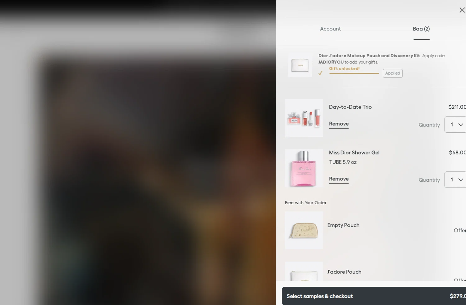Dior Beauty promo code screenshot showing code SDYMOON25 applied at Dior Beauty checkout page. Uploaded by SimplyCodes community member Powerrangerazul on Nov 15, 2025