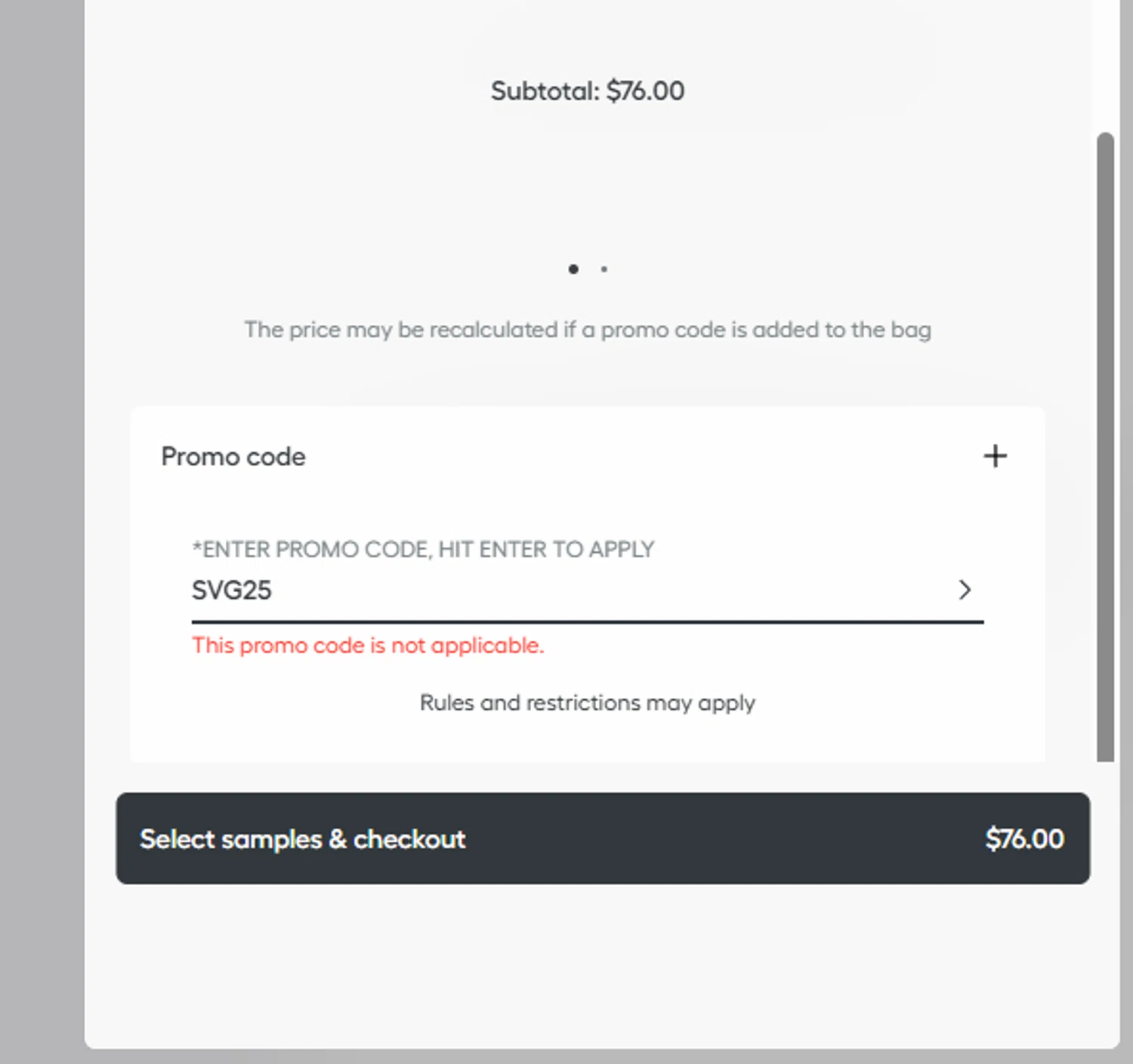 Dior Beauty checkout page showing Dior Beauty promo code box | Screenshot taken by SimplyCodes community member on Jan 8, 2026