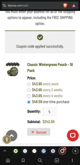 DEAL10 coupon verification screenshot