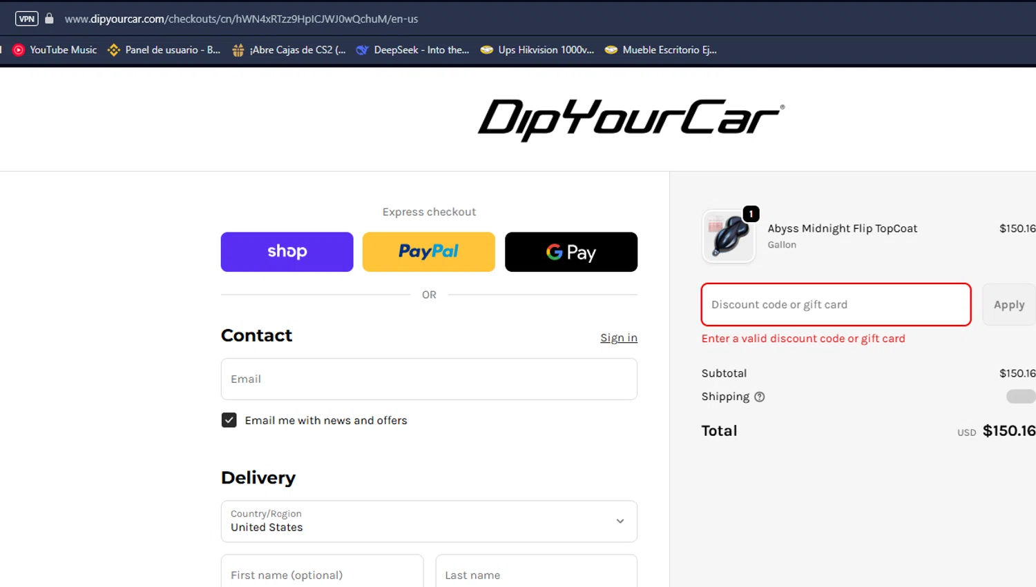 DipYourCar discount code screenshot showing code SPOOKY applied at DipYourCar checkout page. Uploaded by SimplyCodes community member TuAmigoRed on Nov 5, 2025