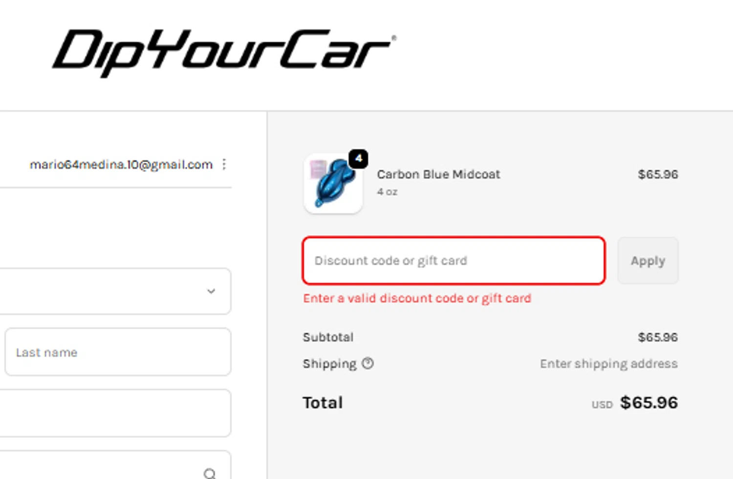 DipYourCar discount code screenshot showing code SP15 applied at DipYourCar checkout page. Uploaded by SimplyCodes community member paquitin29 on Nov 11, 2025