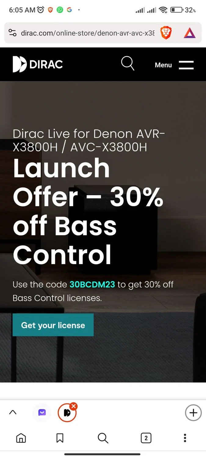 Dirac checkout page showing Dirac discount code box | Screenshot taken by SimplyCodes community member on Dec 19, 2023