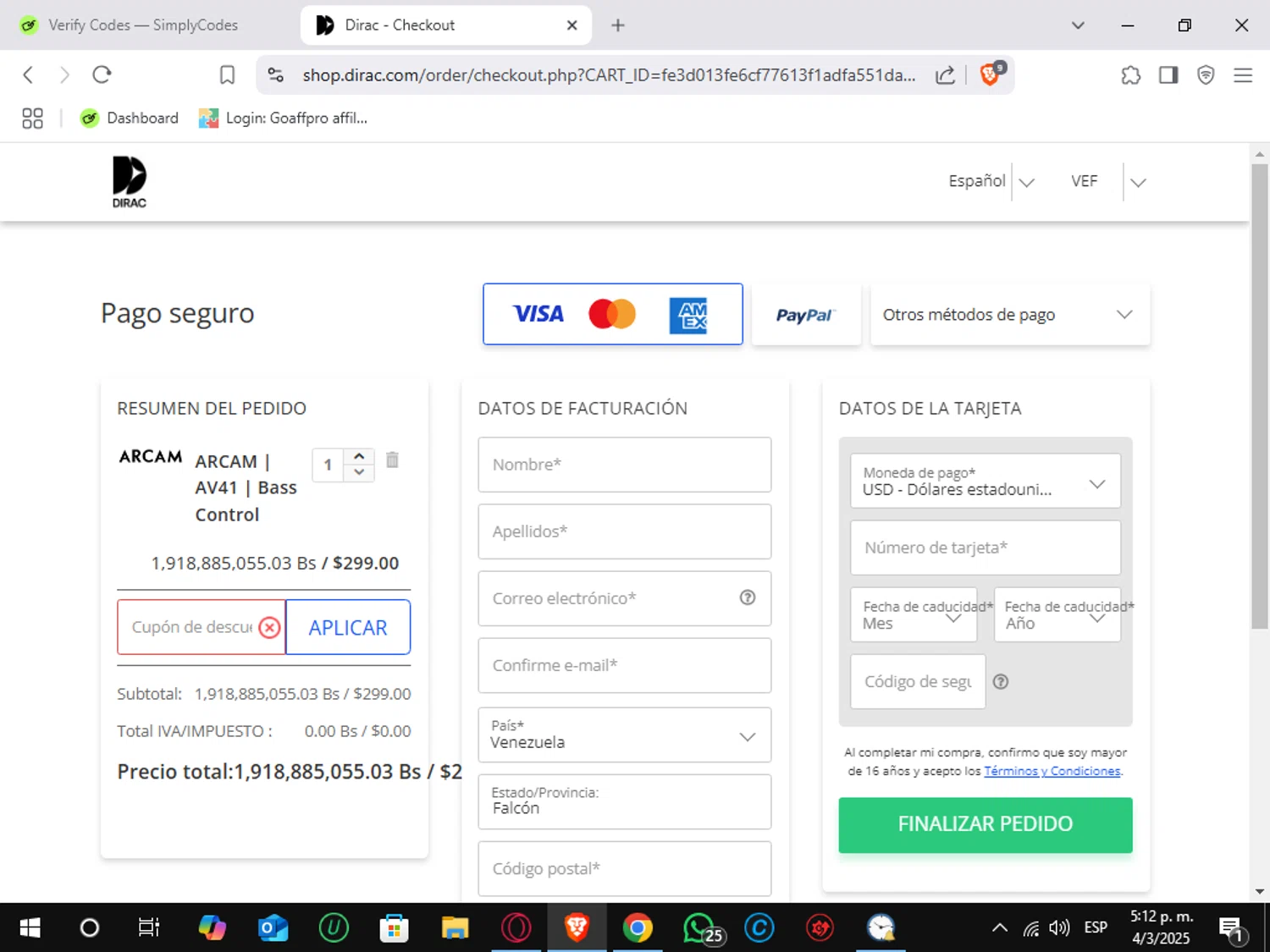 Dirac discount code screenshot showing code 30BCDM23 applied at Dirac checkout page. Uploaded by SimplyCodes community member Sungjinwoo on Mar 4, 2025