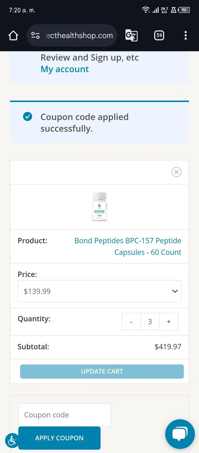 Direct Health Shop coupon code screenshot showing code COUPERT25 applied at Direct Health Shop checkout page. Uploaded by SimplyCodes community member Guacamole_Picante on Jan 25, 2025