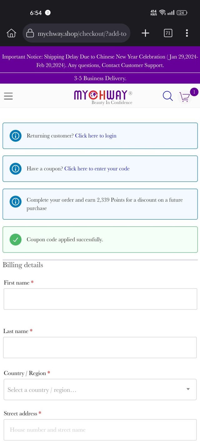 Broadway Travel checkout page showing Broadway Travel promo code box | Screenshot taken by SimplyCodes community member on Feb 11, 2024