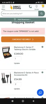 SPRING50 coupon verification screenshot