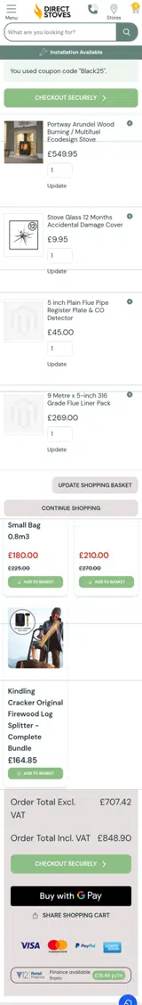 Black25 coupon verification screenshot