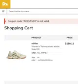 ADIDAS10 coupon verification screenshot