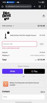 CARPET15 coupon verification screenshot