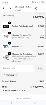 Dirt Legal coupon verification screenshot