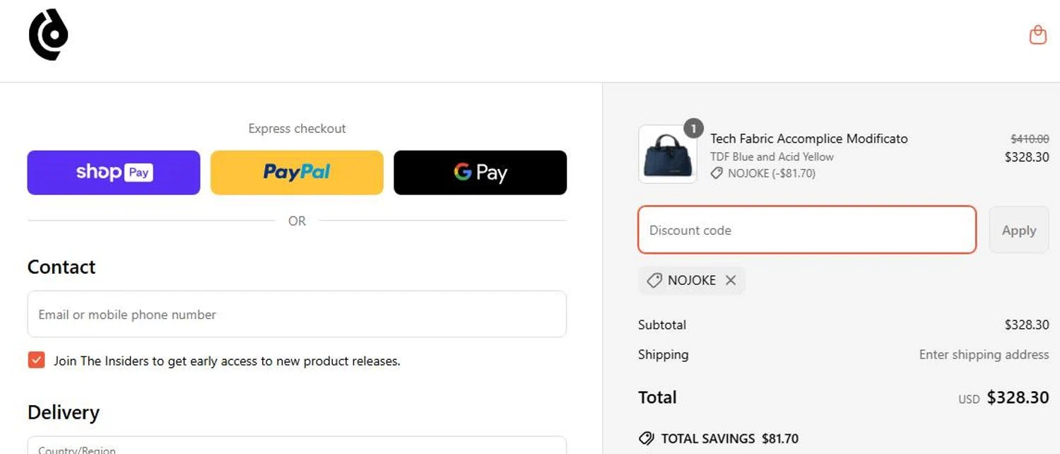 Discommon Goods promo code screenshot showing code NOJOKE applied at Discommon Goods checkout page. Uploaded by SimplyCodes community member stygian1 on Apr 1, 2025