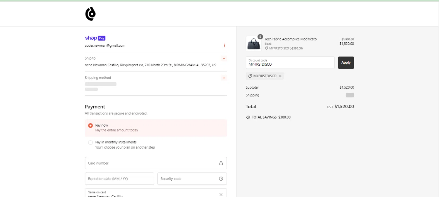 Discommon Goods promo code screenshot showing code MYFIRSTDISCO applied at Discommon Goods checkout page. Uploaded by SimplyCodes community member DiscountLion3937 on Dec 30, 2024