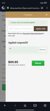 15 coupon verification screenshot