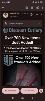 Discount Cutlery coupon verification screenshot