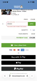 GRAB30 coupon verification screenshot