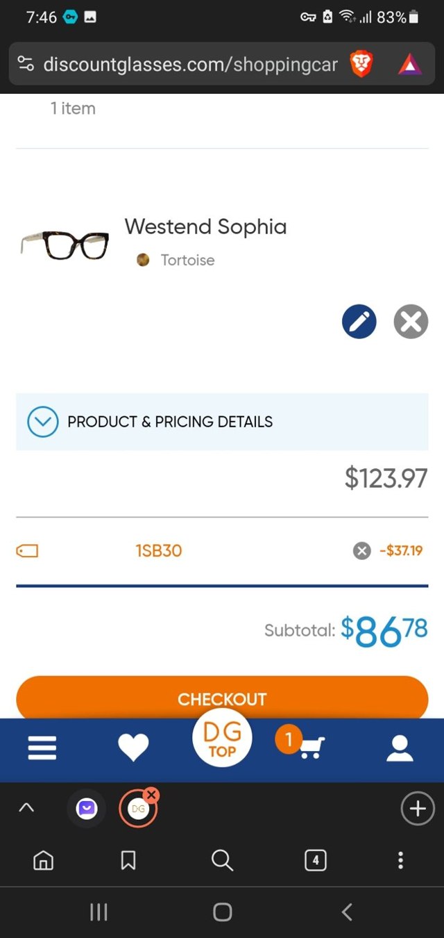Discount Glasses checkout page showing Discount Glasses discount code box | Screenshot taken by SimplyCodes community member on Mar 30, 2024