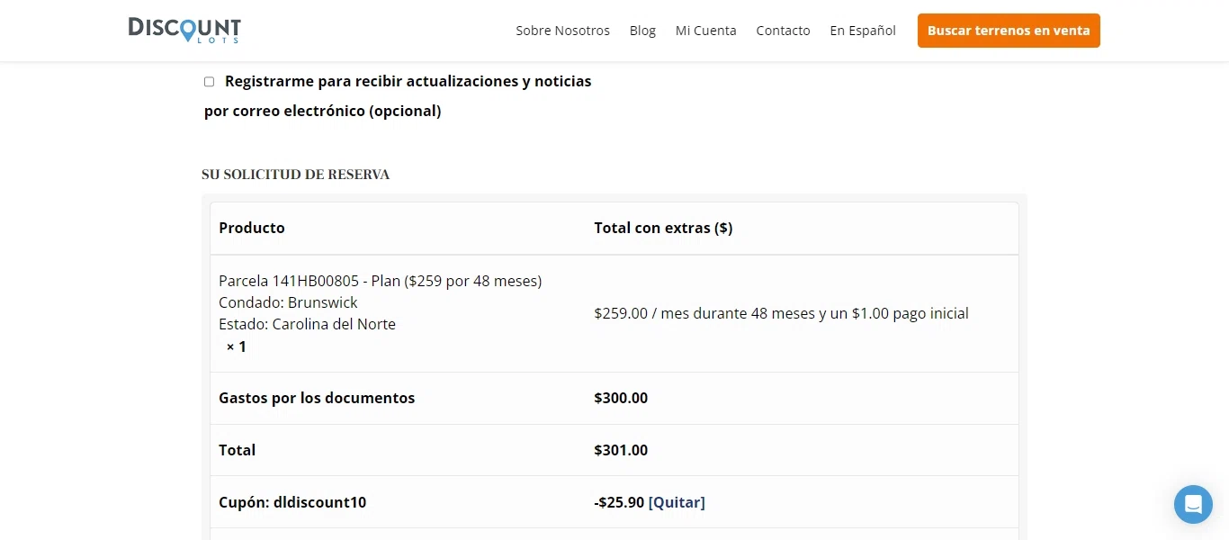 Discount Lots checkout page showing Discount Lots promo code box | Screenshot taken by SimplyCodes community member on Jul 22, 2023