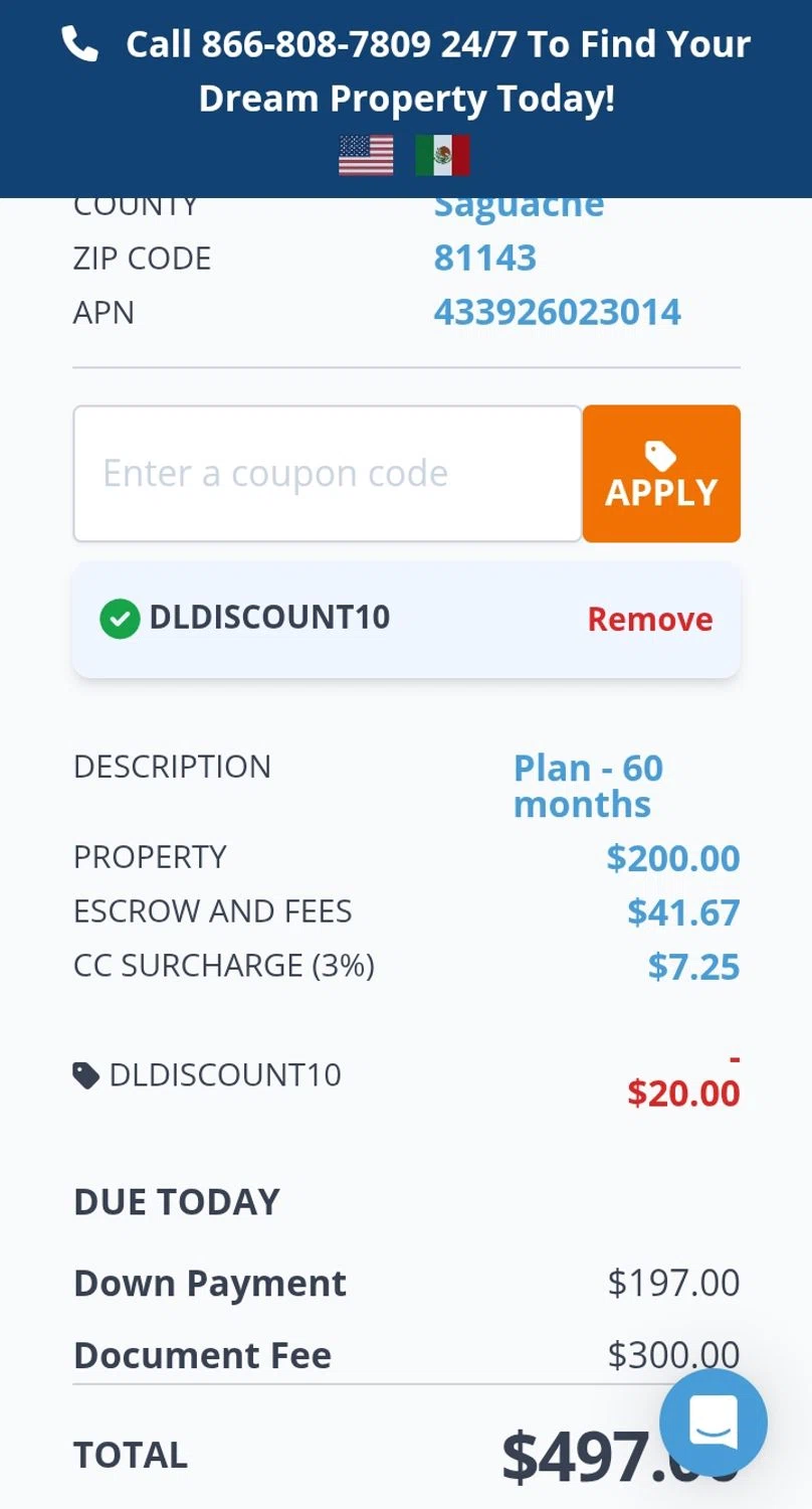 Discount Lots promo code screenshot showing code DLDISCOUNT10 applied at Discount Lots checkout page. Uploaded by SimplyCodes community member SmartSaver7916 on Dec 9, 2025
