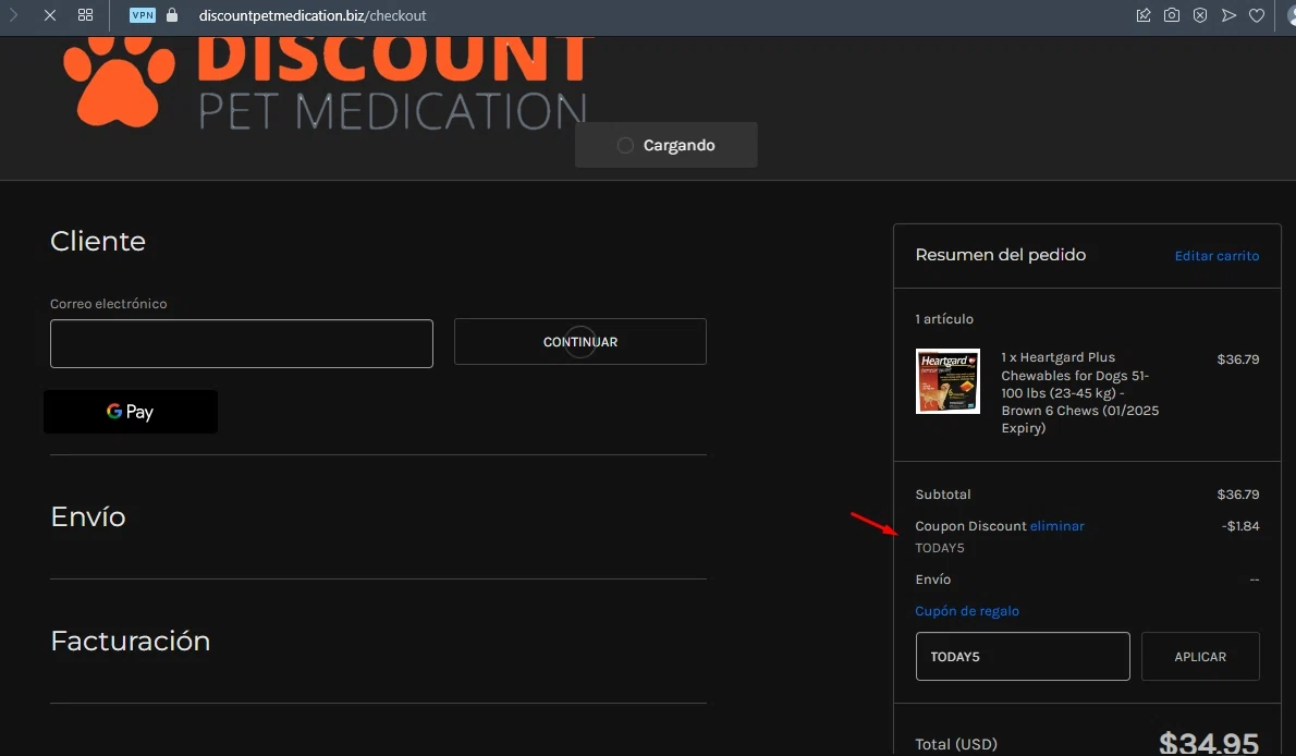 where to use Discount Pet Medication promo code box