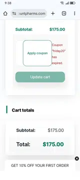 Discount Pharms coupon verification screenshot