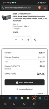 Discount Safety Gear coupon verification screenshot