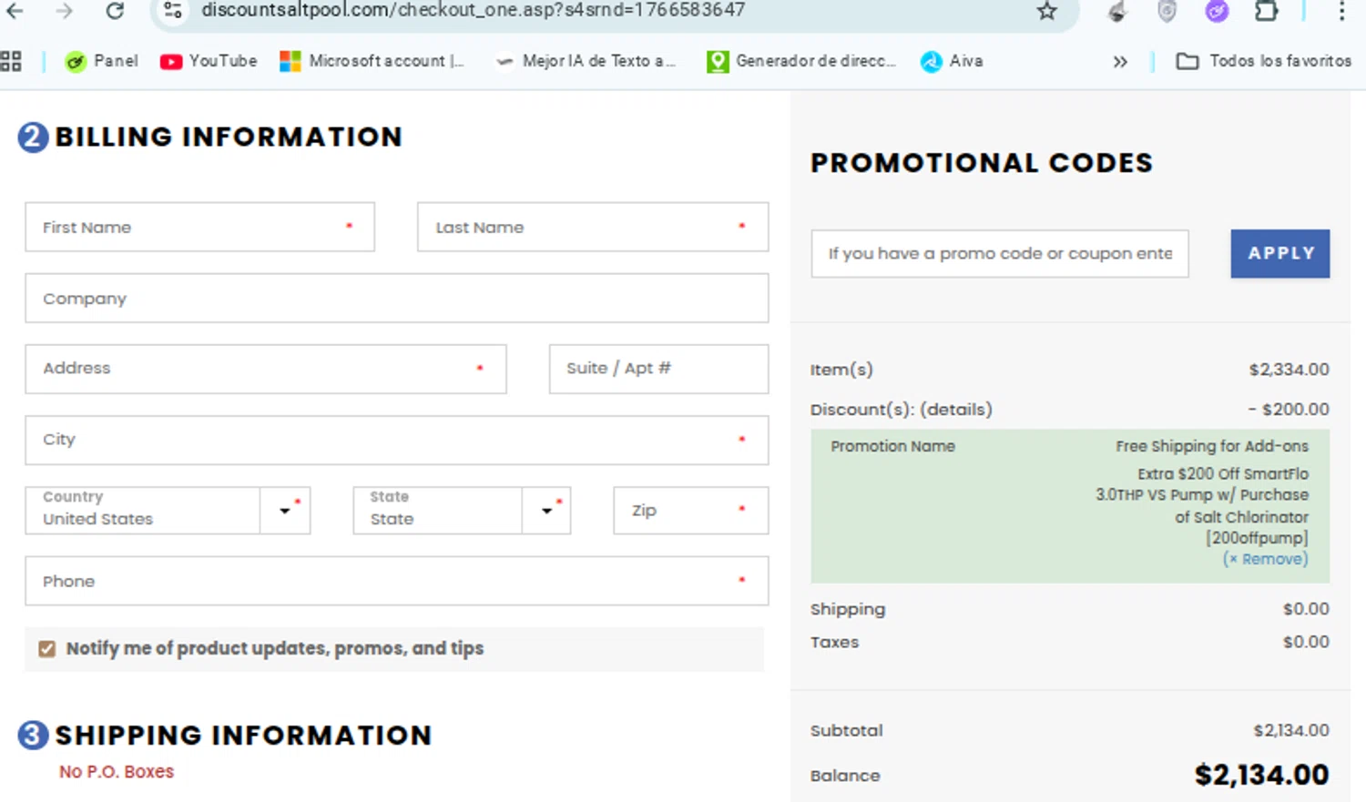 Discount Salt Pool promo code screenshot showing code 200offpump applied at Discount Salt Pool checkout page. Uploaded by SimplyCodes community member Mosue17 on Dec 24, 2025