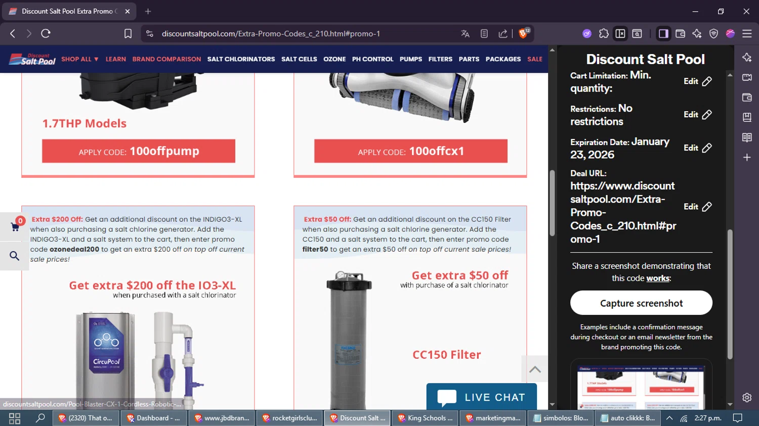 Discount Salt Pool checkout page showing Discount Salt Pool promo code box | Screenshot taken by SimplyCodes community member on Dec 24, 2025