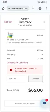 Labor25 coupon verification screenshot