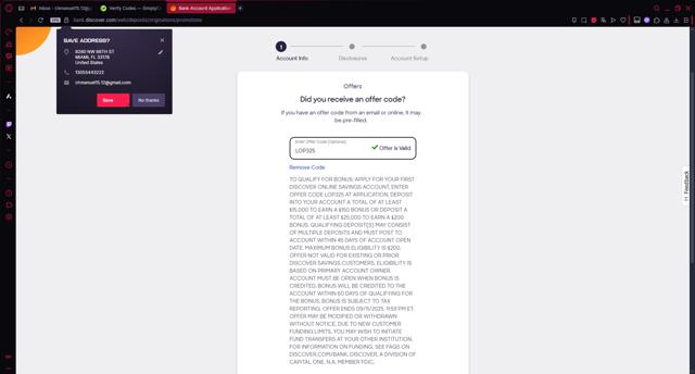 Discover checkout page showing Discover promo code box | Screenshot taken by SimplyCodes community member on Jul 20, 2025