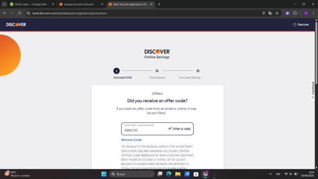 Discover checkout page showing Discover promo code box | Screenshot taken by SimplyCodes community member on Sep 3, 2025