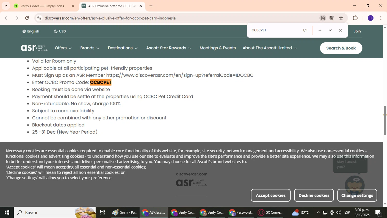 Discover ASR promo code screenshot showing code OCBCPET applied at Discover ASR checkout page. Uploaded by SimplyCodes community member CrownPhoenix4297 on Oct 3, 2025