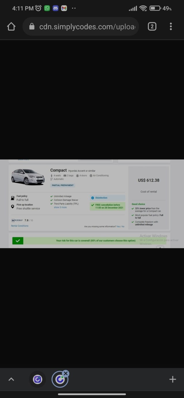 Discover Cars checkout page showing Discover Cars promo code box | Screenshot taken by SimplyCodes community member on Feb 17, 2022