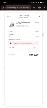 WALLY49 coupon verification screenshot