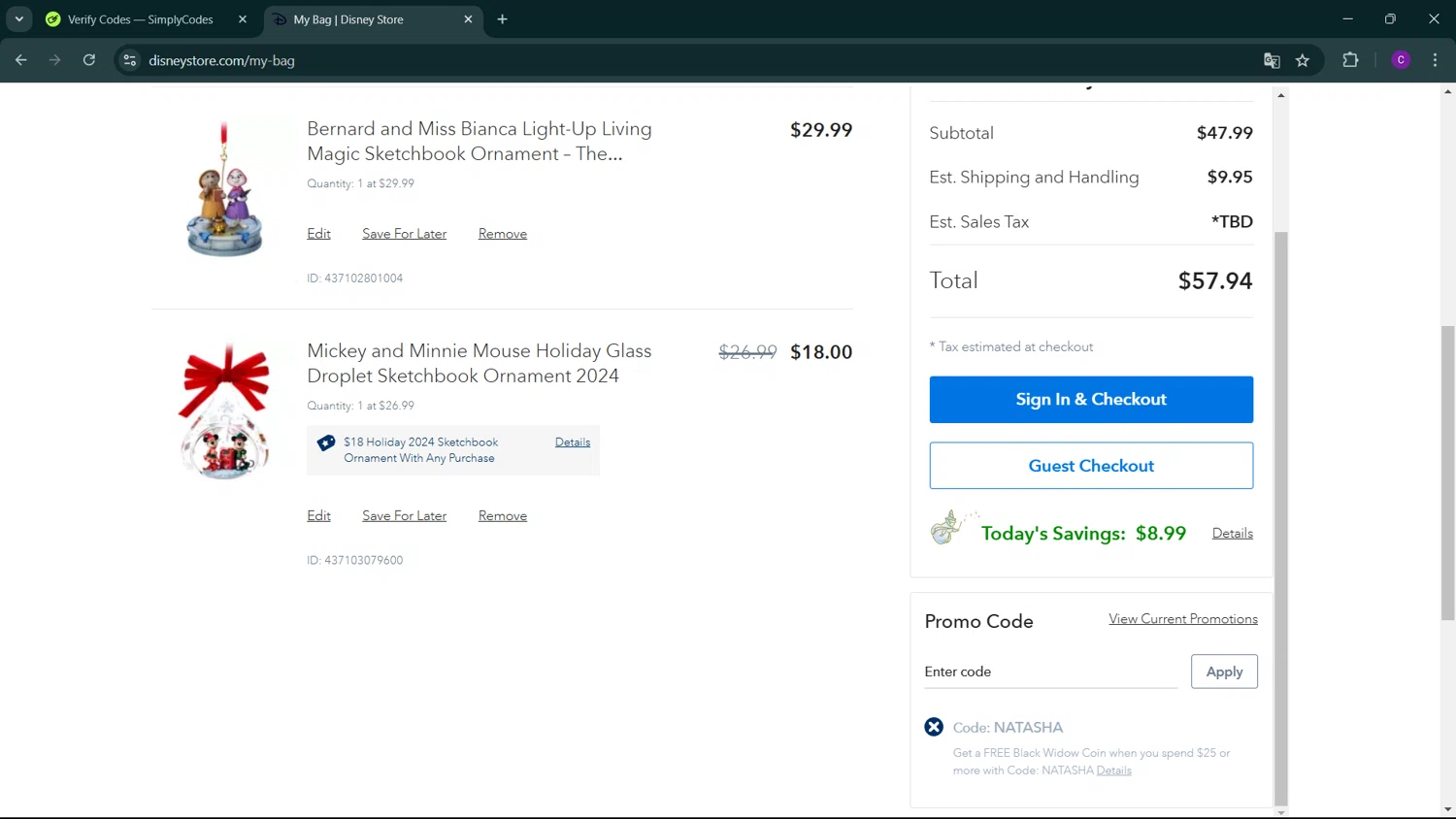 where to use Disney Store promo code box