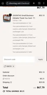 Kai10 coupon verification screenshot