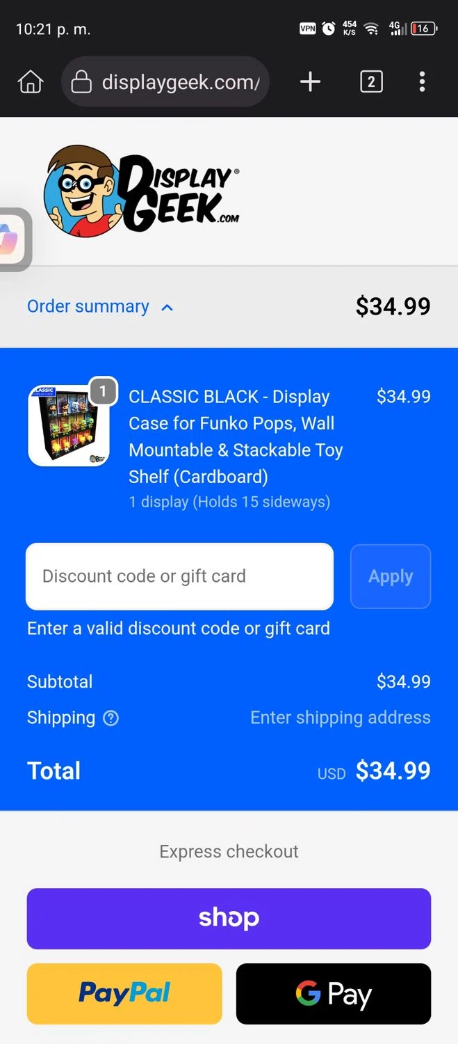 Display Geek discount code screenshot showing code CLEARANCE applied at Display Geek checkout page. Uploaded by SimplyCodes community member GumballWatterson on Nov 3, 2025