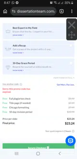 NOESSAYS26 coupon verification screenshot