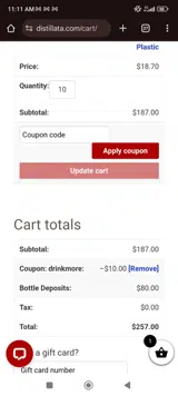 DRINKMORE coupon verification screenshot