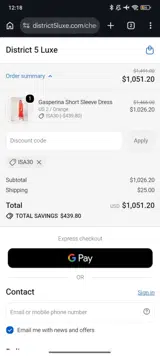 District 5 Luxe coupon verification screenshot